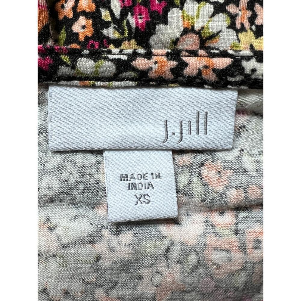 J. JILL AMELIA FLORAL PLEAT BACK EASY TEE THREE QUARTER SLEEVE TOP MULTI XSMALL - Picture 4 of 11
